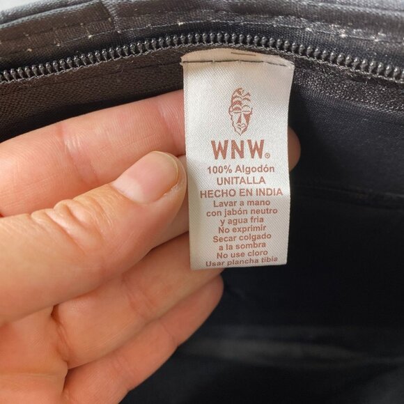 Vintage Large Black Boho Shoulder Bag w/ Embroidered Peacocks, Wooden Beads - Picture 6 of 9